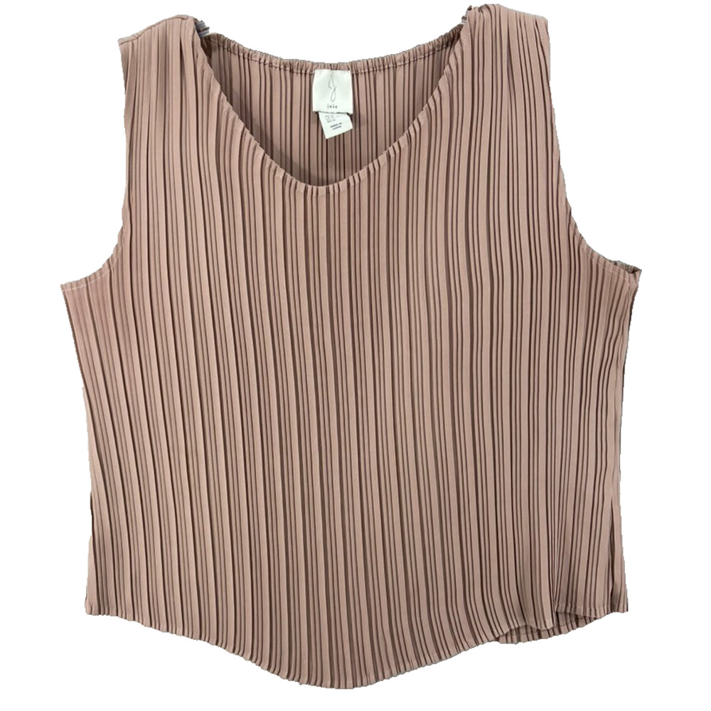 Joie Shirt Shell Sz XL Beige Pleated Sleeveless Stretch Tank Tunic